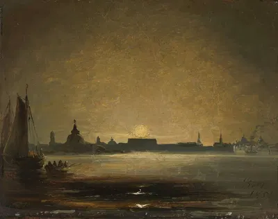 Дрезден при лунном свете by Педер Бальке, 1851 — digital art print download