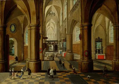 Interior of a Gothic Church II by Pieter Neeffs the Elder — digital art print download