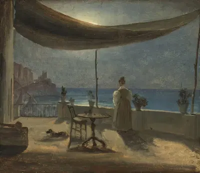 Терраса в Амальфи при лунном свете by Томас Фернли, 1834 — digital art print download