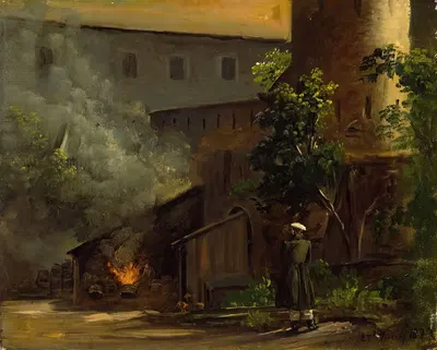 Из двора замка Шарфенберг недалеко от Дрездена by Томас Фернли, 1829 — digital art print download