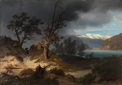 Штормовой пейзаж с всадником by Томас Фернли, 1835 — digital art print download