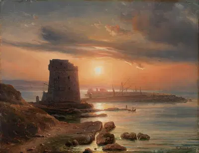 Порт в Агридженто by Томас Фернли, 1839 — digital art print download