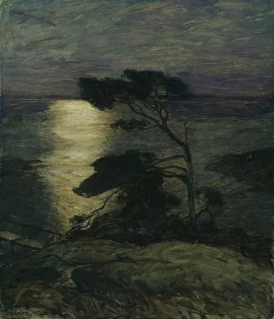 Сосна на побережье при лунном свете by Торольф Хольмбё, 1902 — digital art print download