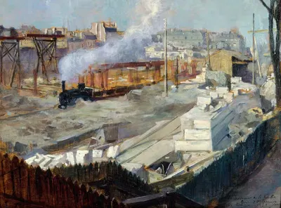Работы по строительству новой станции в Орлеане by Виктор Марек, 1899 — digital art print download