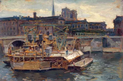 Работы метро у моста Нотр-Дам by Виктор Марек, 1906 — digital art print download