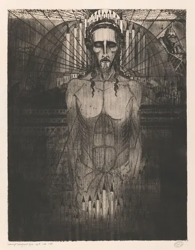 Christus te midden van kathedralen 2 by Lodewijk Schelfhout, 1916 — digital art print download