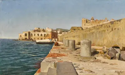 Вид на порт в Позитано by Владимир Донатович Орловский, 1877 — digital art print download