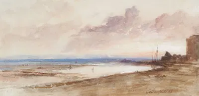 На берегу, закат by Кларксон Стэнфилд, 1835-1867 — digital art print download