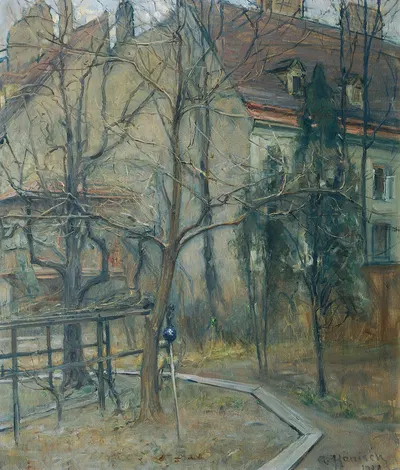 Мрачный зимний день (Вид из моего ателье) by Алойс Хэниш, 1928 — digital art print download