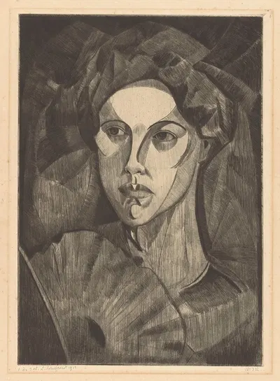 Hoofd van een vrouw by Lodewijk Schelfhout, 1912 — digital art print download