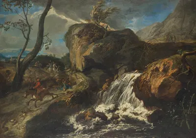 Landschaft mit Überfall by Anton Faistenberger, 1700 — digital art print download