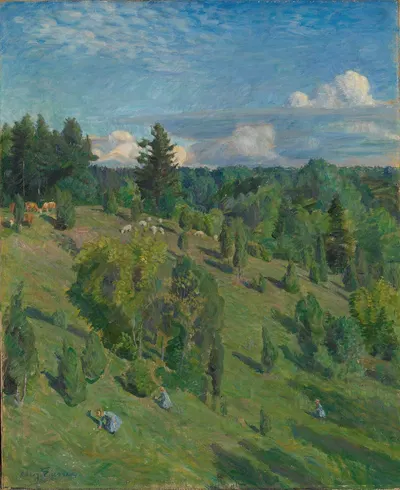 Пейзаж на солнце by Огюст Эйбакке, 1903 — digital art print download