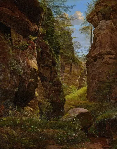 Felsenschlucht im Uttewalder Grund in der Sächsischen Schweiz by August Heinrich, 1820 — digital art print download