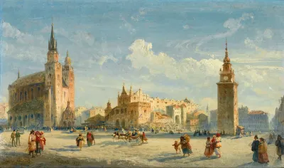 Рыночная площадь с торговым залом, Краков by Карло Боссоли, 1872 — digital art print download