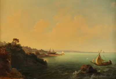 Скальные берега и парусники by Карло Бриоши, 1853 — digital art print download