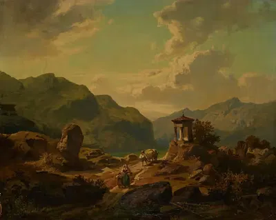 Горы с озером by Карло Бриоши, 1857 — digital art print download