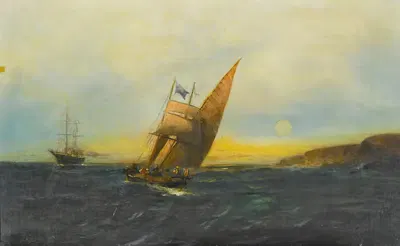 Sailing off the coast by Konstantinos Volanakis — digital art print download