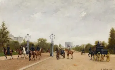 L'avenue du bois de Boulogne by Edmond Grandjean, 1889 — digital art print download