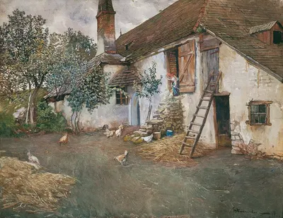 Bauernhof in Niederösterreich by Eduard Ameseder, 1914 — digital art print download
