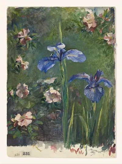 Wild Roses and Irises by Джон Ла Фардж, 1887 — digital art print download