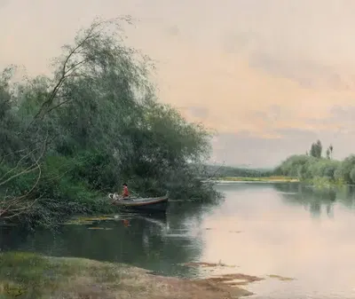 Тихий вечер на реке by Эмилио Санчес-Перрьер — digital art print download