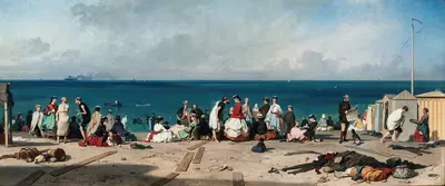 Bathing In Etretat by Eugene Le Poittevin, 1864 — digital art print download