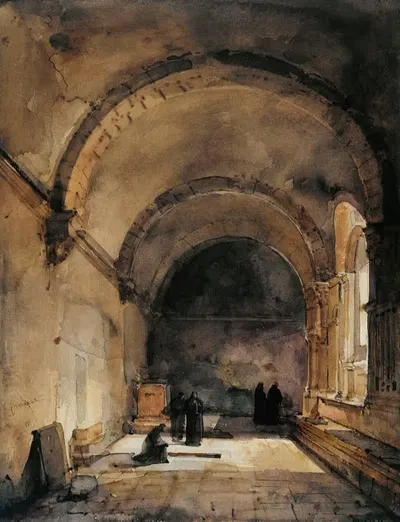 Пять персонажей под сводом by Франсуа-Мариус Гране, 1825-1830 — digital art print download