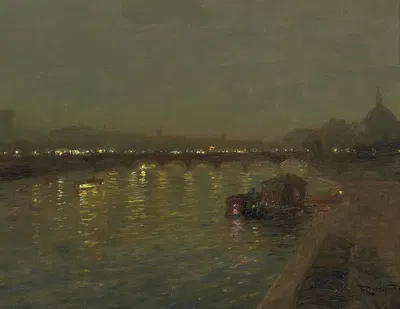 Огни на мосту Сен-Пер, Париж by Франсуа-Шарль Кашу — digital art print download