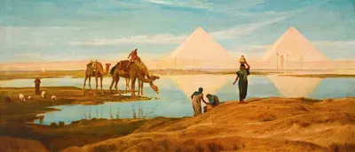 Свет восходящего солнца над пирамидами Гизы by Фредерик Гудолл, 1897 — digital art print download