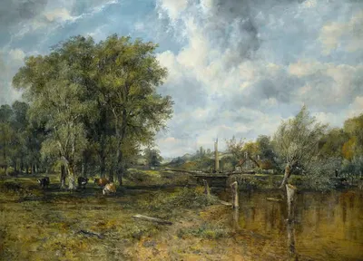 A Wooded Landscape With Cattle And A Cottage Beyond by Frederick Waters Watts — digital art print download