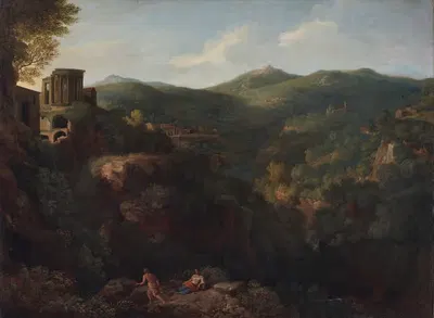 A view of Tivoli, with the Temple of the Sibyl by Gaspard Dughet — digital art print download