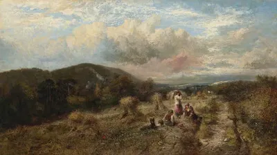 На сборе урожая by Джордж Коул, 1866 — digital art print download