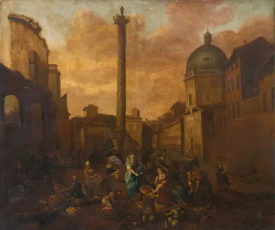 Amsterdam View Of A Roman Market by Hendrick Mommers — digital art print download