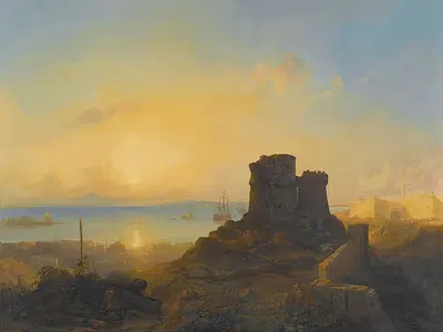 Замок крестоносцев на османском побережье by Якоб Якобс, 1842 — digital art print download