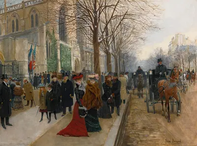 После службы в церкви Святой Троицы, Рождество 1890 by Жан Бера, 1890 — digital art print download