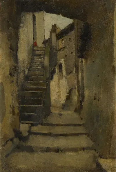 Escalier dans une ruelle à Rome by Jean-Jacques Henner, 1859-1864 — digital art print download