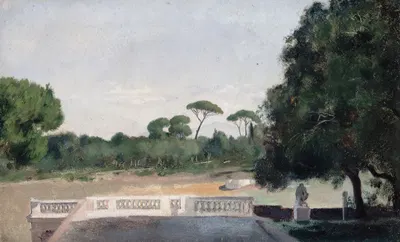 Jardins de la Villa Borghèse vus depuis la Villa Médicis à Rome by Jean-Jacques Henner, 1859-1860 — digital art print…