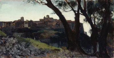 Paysage d'Italie. Village au crépuscule by Jean-Jacques Henner, 1859-1860 — digital art print download