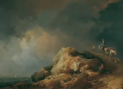 Прибрежный пейзаж с животными by Иоганн Кристиан Бранд, 1771 — digital art print download