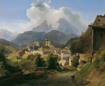 Берхтесгаден с Ватцманом by Иоганн Фишбах, 1836 — digital art print download