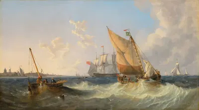 Ветреный день на Брилле, рядом с Роттердамом by Джон Уилсон Кармайкл, 1860 — digital art print download