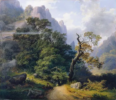 Berglandschaft by Joseph Holzer, 1852 — digital art print download