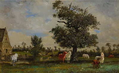 Chevaux Sous Un Pommier by Jules-Jacques Veyrassat — digital art print download