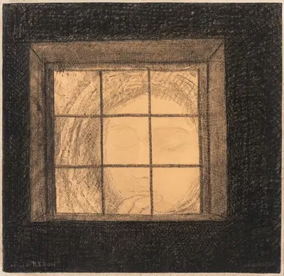 Visage derrière une fenêtre by Odilon Redon — digital art print download