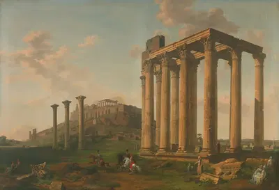 Вид храма Юпитера и Акрополя by Ланселот-Теодор Тюрпин де Криссе, 1804 — digital art print download