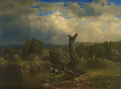 Summer Landscape, Thunder looms by Lars Hertervig, 1856 — digital art print download