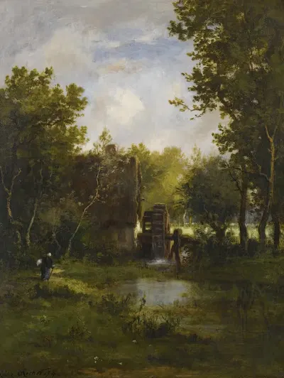 Водяная мельница by Леон Ришет, 1874 — digital art print download