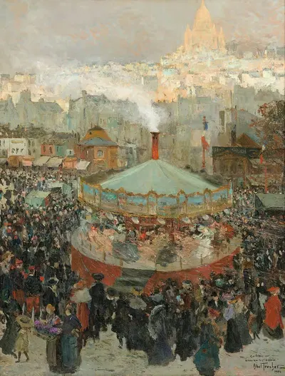 Ярмарка с Сакре-Кёр на заднем плане by Луи Абель-Трюше, 1904 — digital art print download