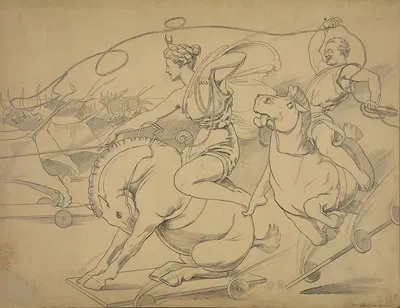The goddess of hunting, at the request of Pallas Columbia, accustoms Teddysses to the perils of the chase by Ото Кашинг,…