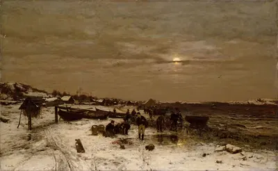 Рыбацкая деревня на норвежском побережье by Людвиг Мунте, 1878 — digital art print download